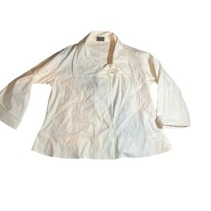 Zina Cream Striped Button Up Collared Shirt Blouse Women's